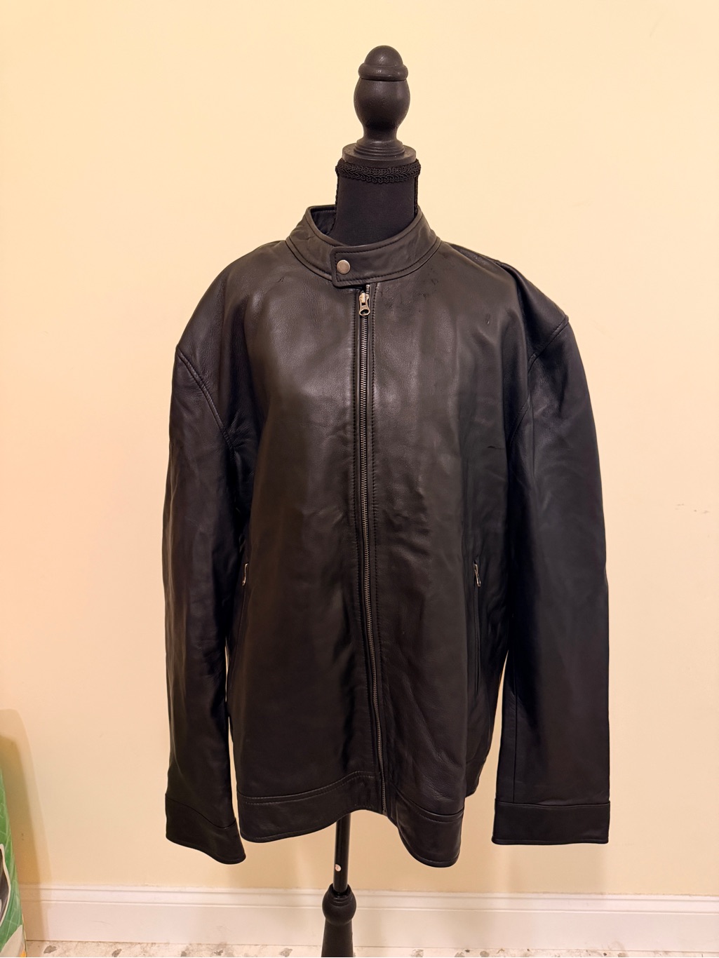 Nwt Decrum Men's Black Leather Jacket Xxl (2xl)